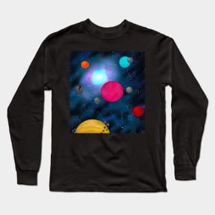 Space Travels Galaxy and Planets Long Sleeve T-Shirt